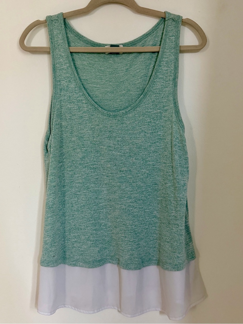 Mint Green Layered Tank with White Hem
